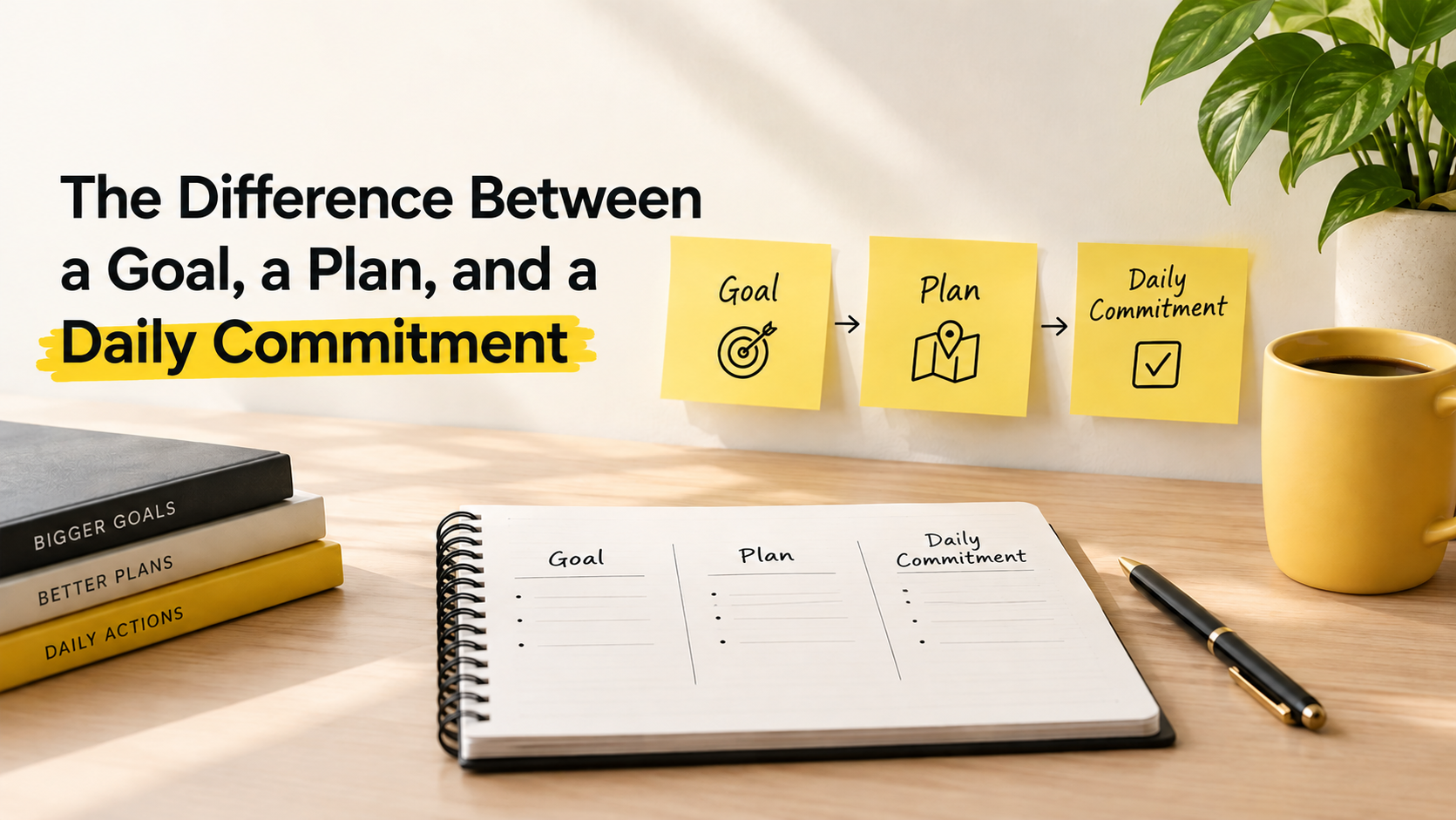 The Difference Between a Goal, a Plan, and a Daily Commitment